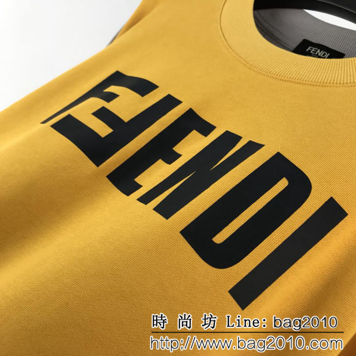 FENDI芬迪 專櫃同步 2018年新款 黃色圓領衛衣 潮流時尚 情侶款 ydi1165